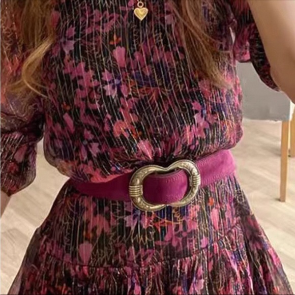Sezane Accessories - Sezane style gold buckle belt - berry color